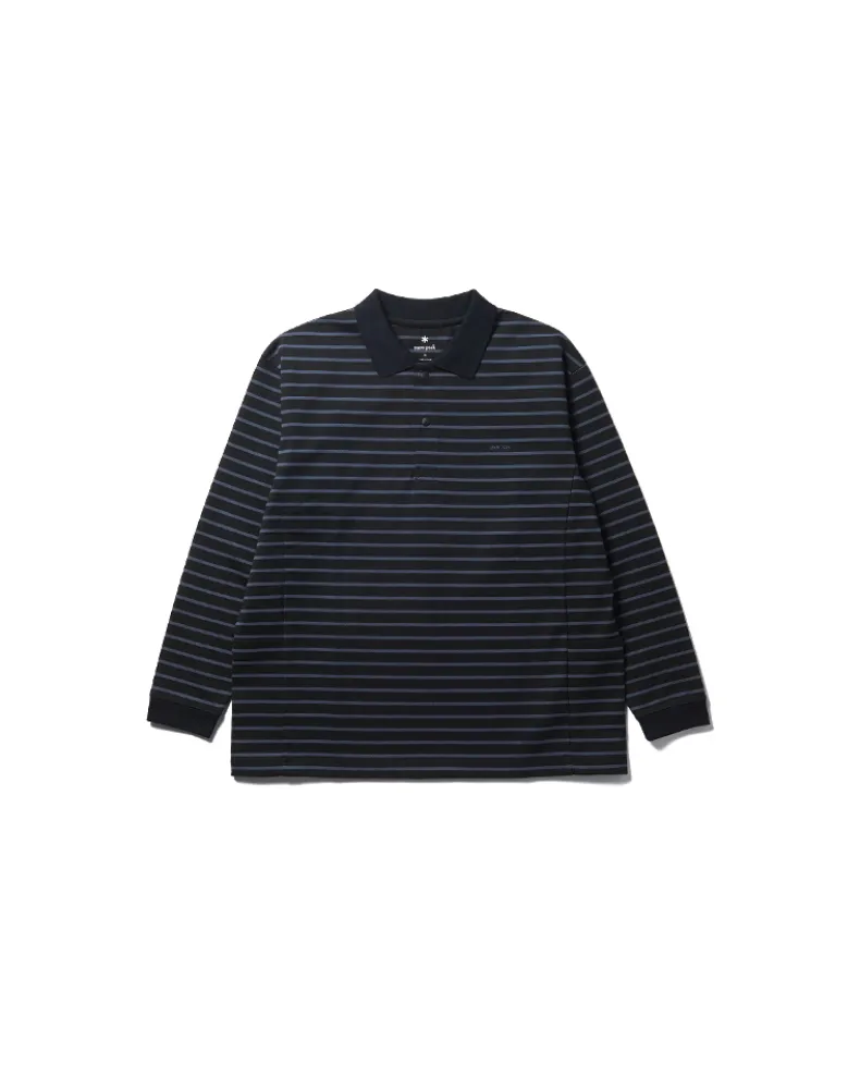 Heavy Cotton Border Long Sleeve Polo Shirt