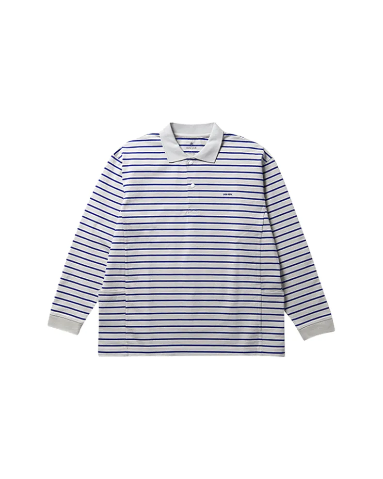 Heavy Cotton Border Long Sleeve Polo Shirt