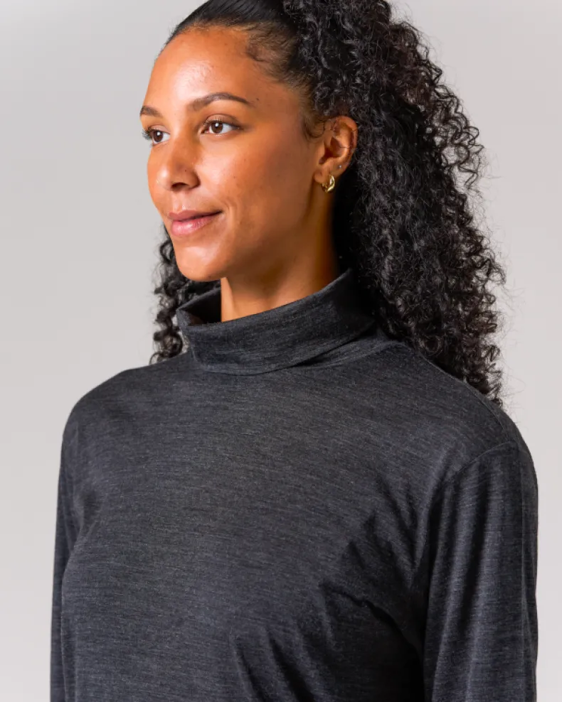 Merino Wool Turtleneck Long Sleeve T-Shirt