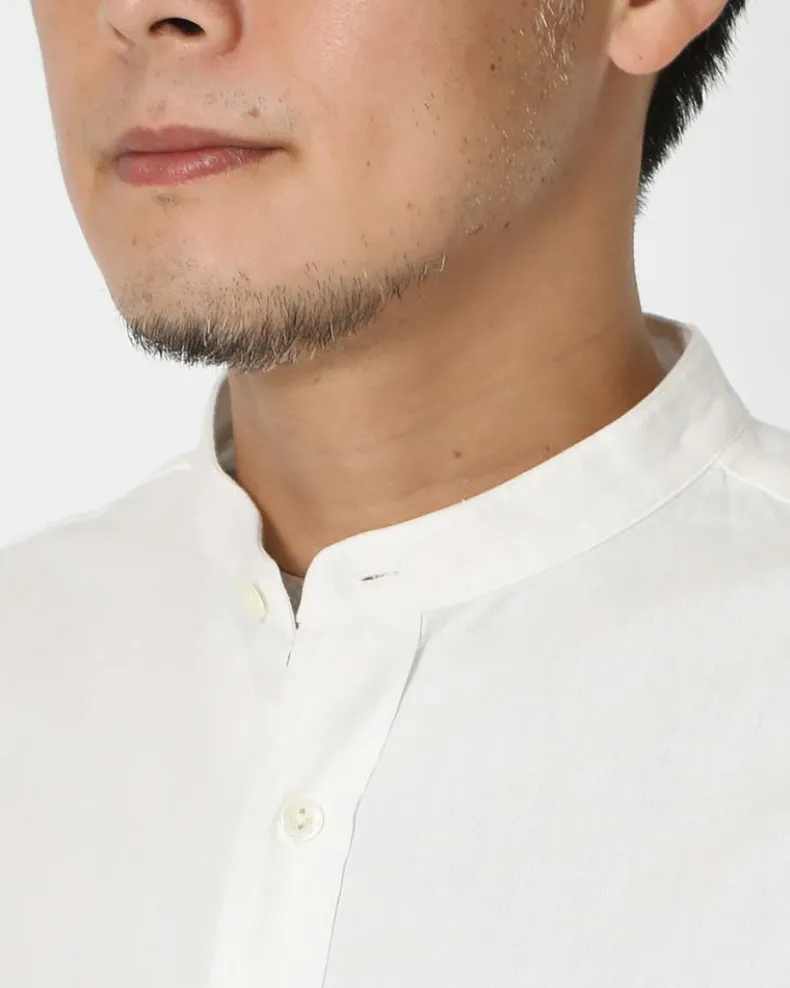 Organic Cotton Poplin Stand-Collar Shirt