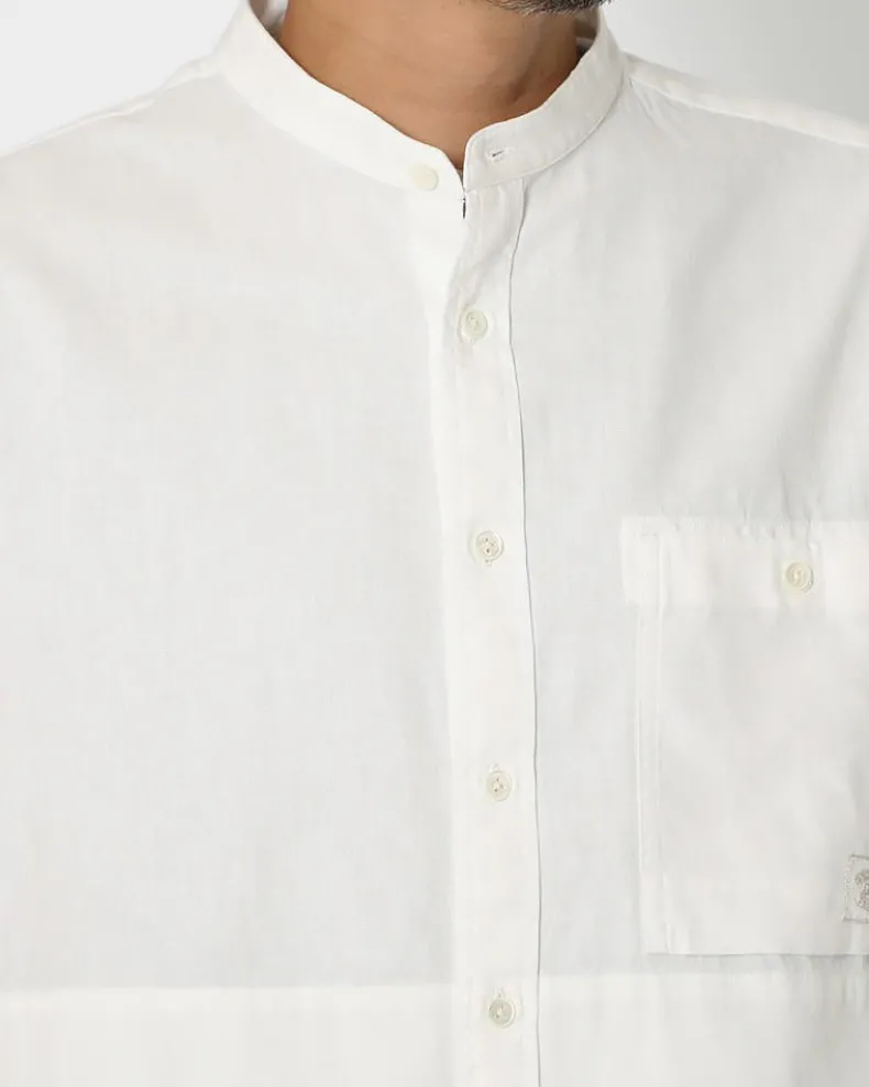 Organic Cotton Poplin Stand-Collar Shirt