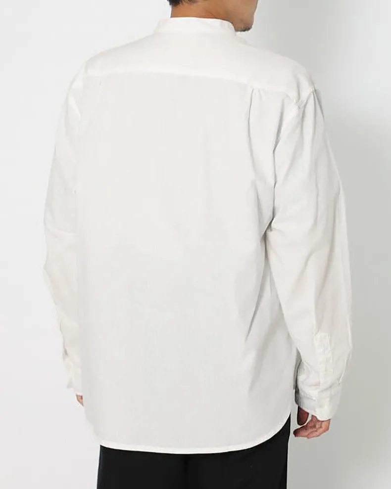Organic Cotton Poplin Stand-Collar Shirt