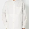 Organic Cotton Poplin Stand-Collar Shirt