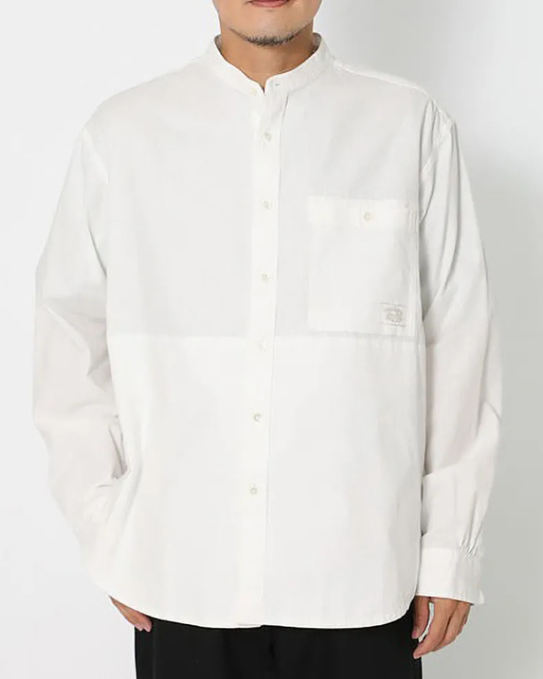 Organic Cotton Poplin Stand-Collar Shirt