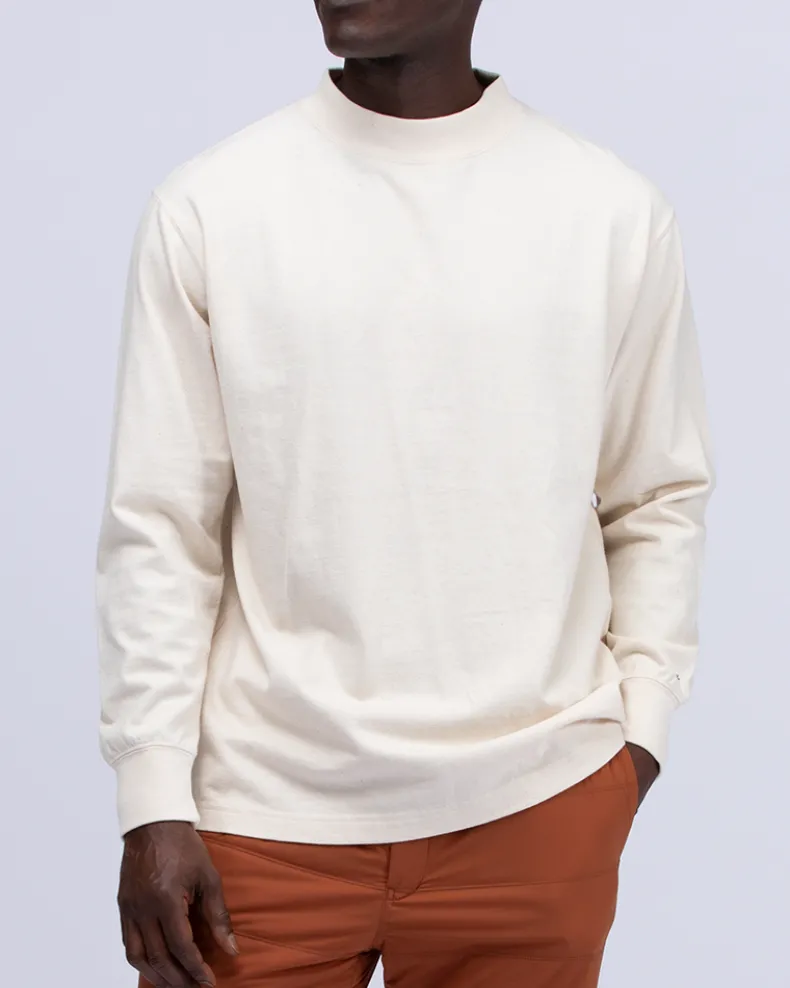 Recycled Cotton Mockneck Long Sleeve T-Shirt