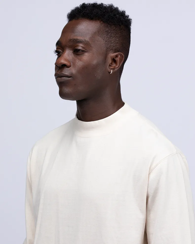 Recycled Cotton Mockneck Long Sleeve T-Shirt